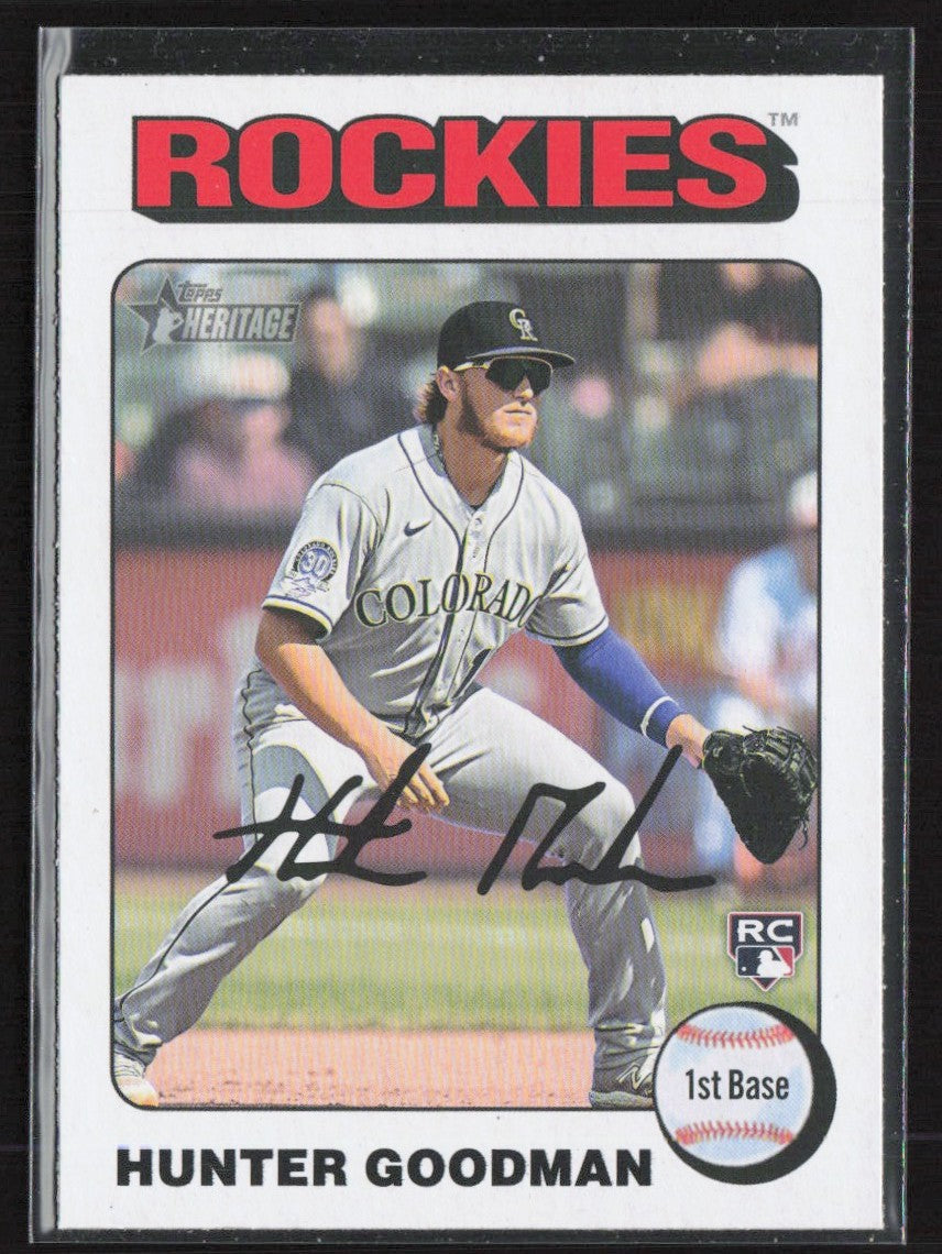 Hunter Goodman 2024 Topps Heritage White Border RC #379 Colorado Rockies