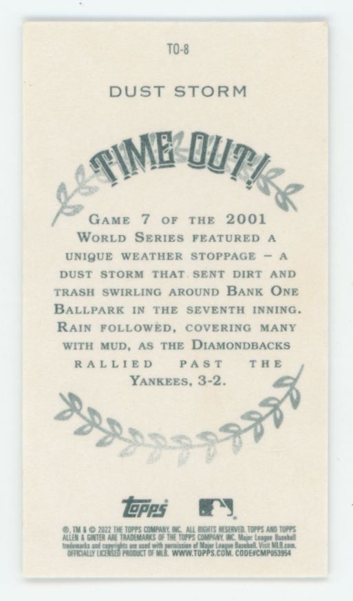 Dust Storm 2022 Topps Allen & Ginter Mini Time Out #TO-8