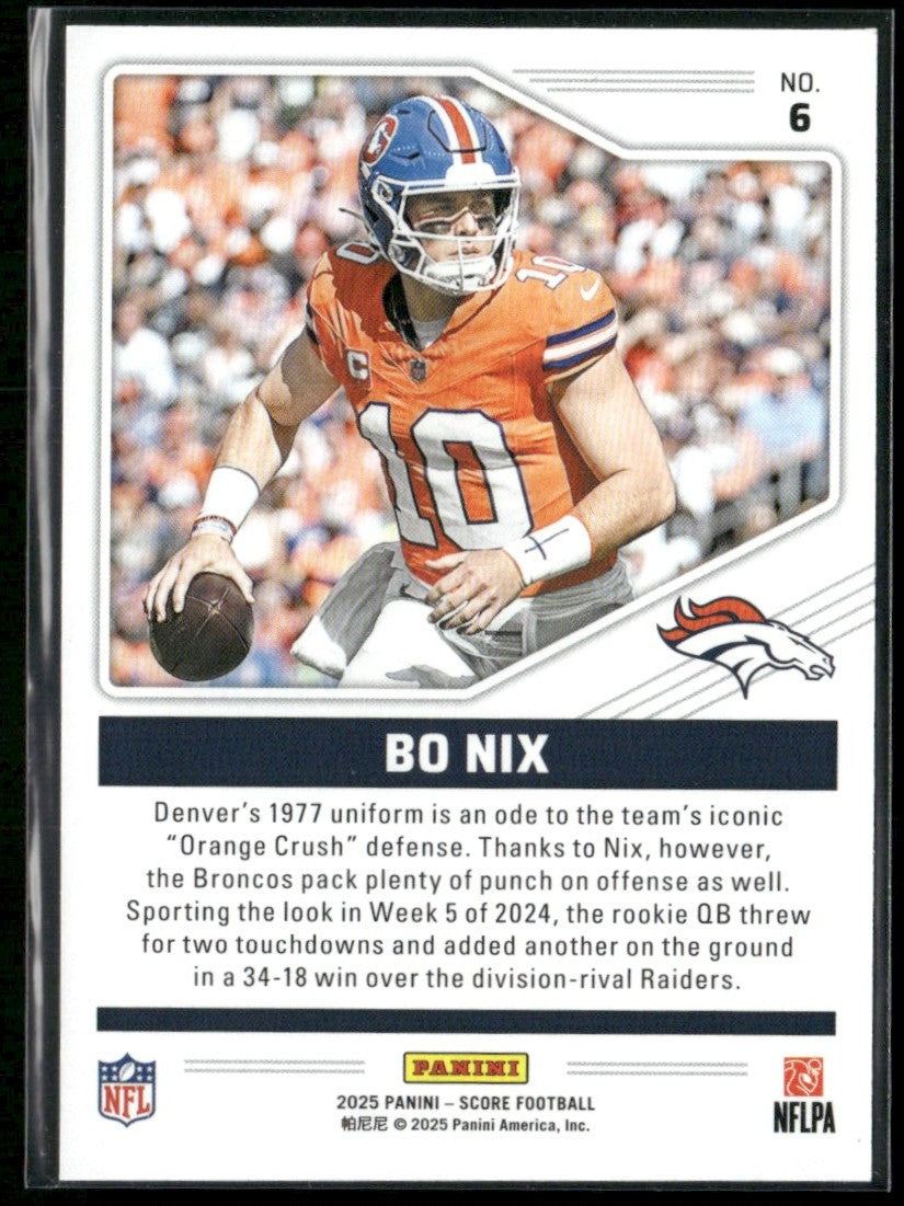 Bo Nix 2025 Panini Score Throw Backs #6 Denver Broncos