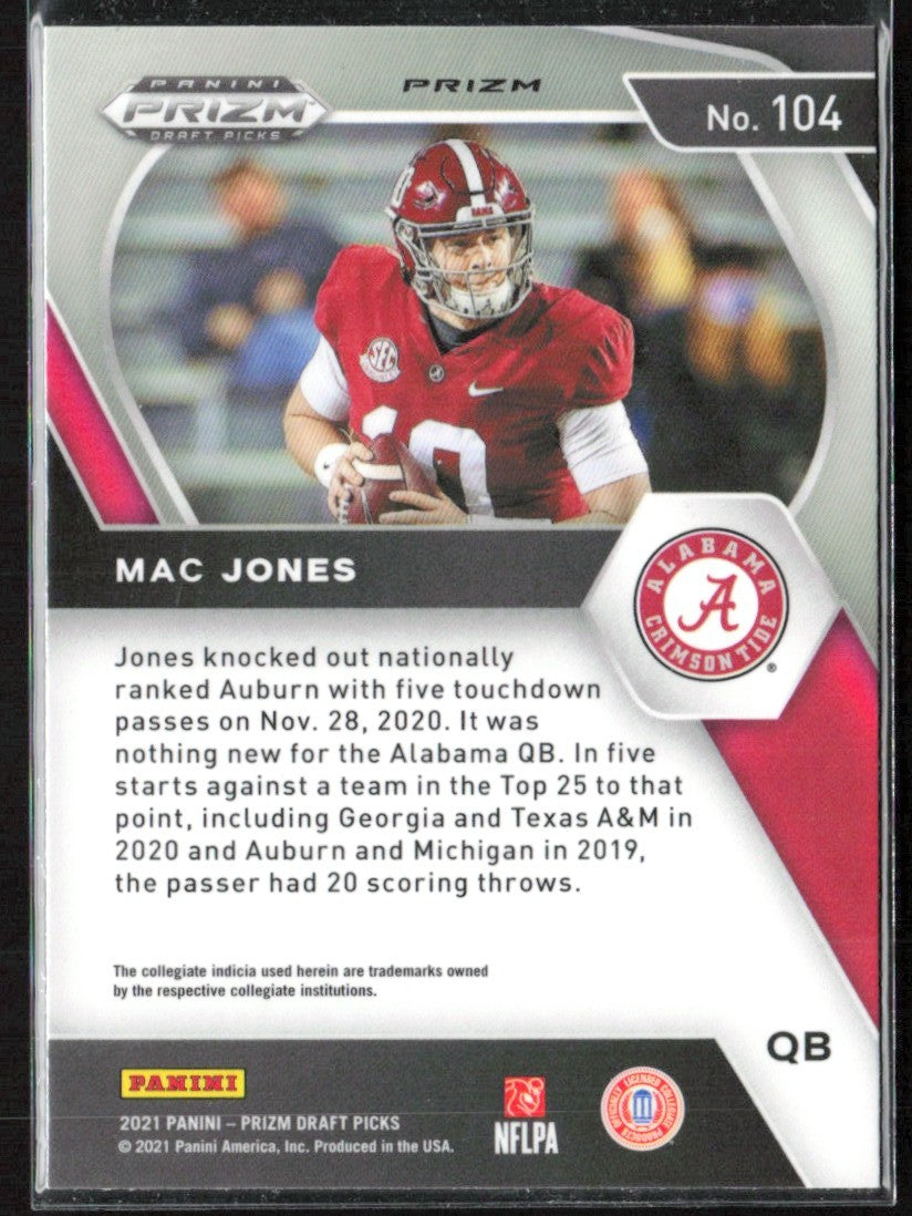 Mac Jones 2021 Panini Prizm Draft Picks Red Cracked Ice RC #104