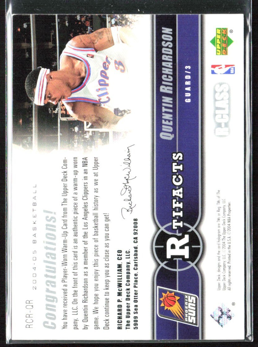 Quentin Richardson 2004 Upper Deck Rtifacts Jersey #RCR-QR New York Knicks