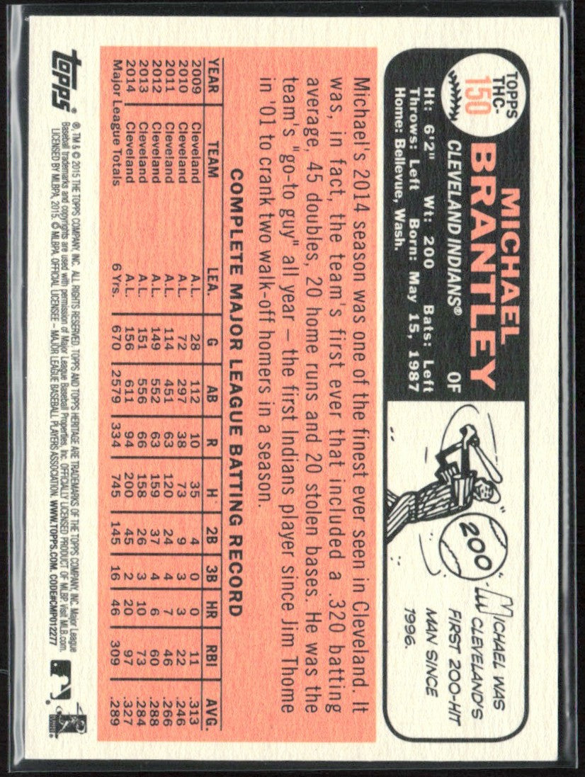 Michael Brantley 2015 Topps Heritage Chrome Purple Refractor #THC-150