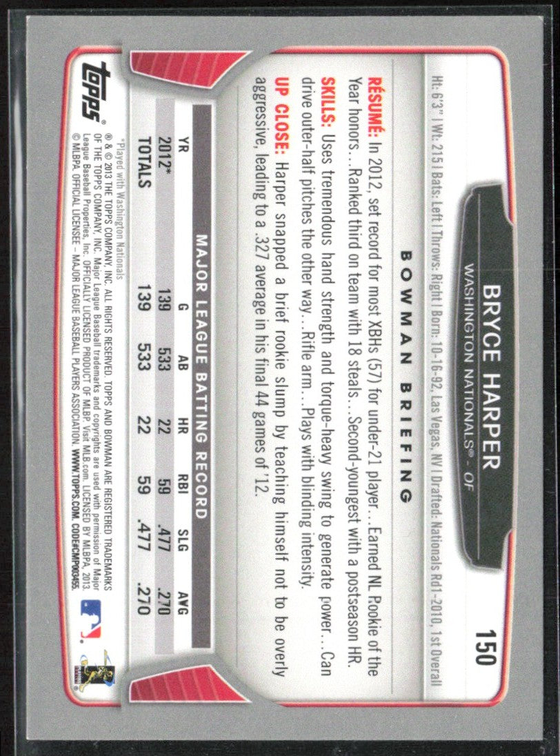 Bryce Harper 2013 Bowman #150 Washington Nationals