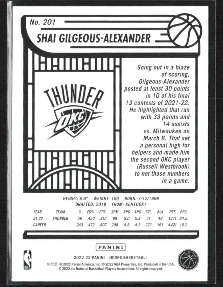 Shai Gilgeous-Alexander 2022 Panini NBA Hoops Teal Explosion #201