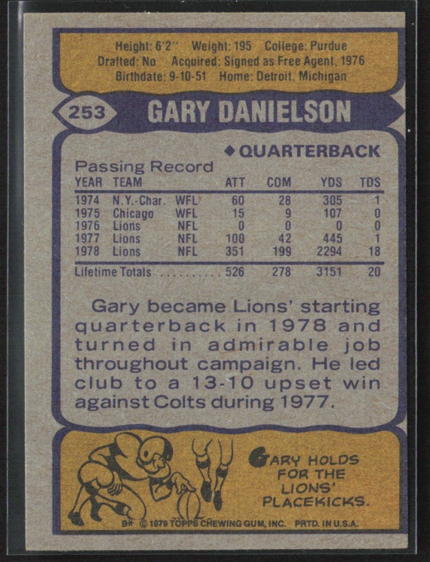 Gary Danielson 1979 Topps RC #253 Detroit Lions