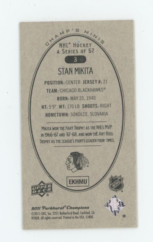 Stan Mikita 2011 Parkhurst Champions Mini #3 Chicago Blackhawks