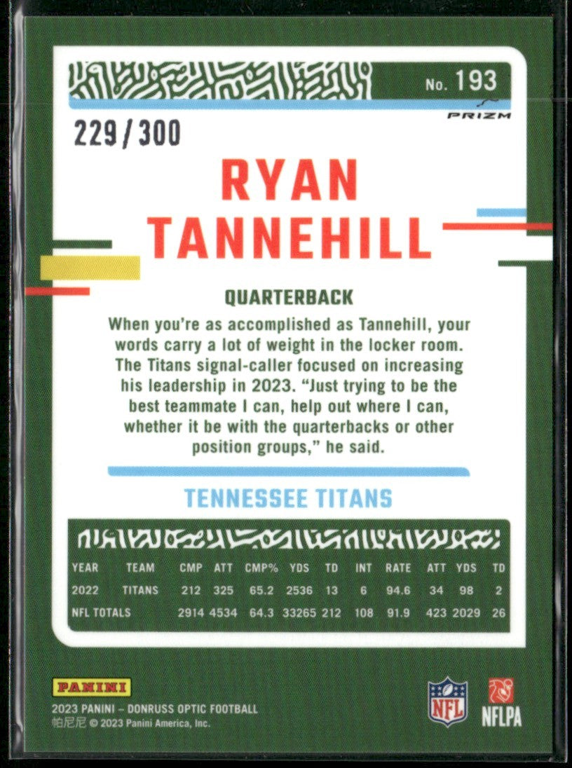 Ryan Tannehill 2023 Donruss Optic Wave Prizm /300 #193 Tennessee Titans