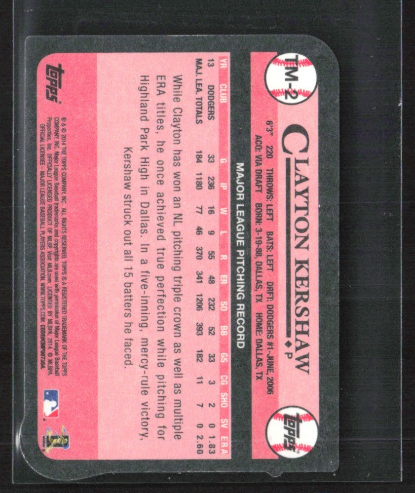 Clayton Kershaw 2014 Topps 1989 Topps Die Cut Mini #TM-2 Los Angeles Dodgers