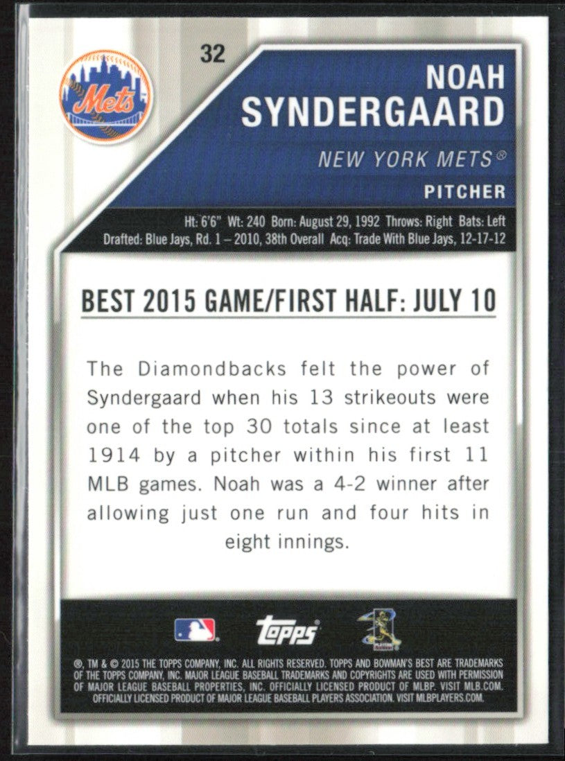 Noah Syndergaard 2015 Bowman's Best RC #32 New York Mets