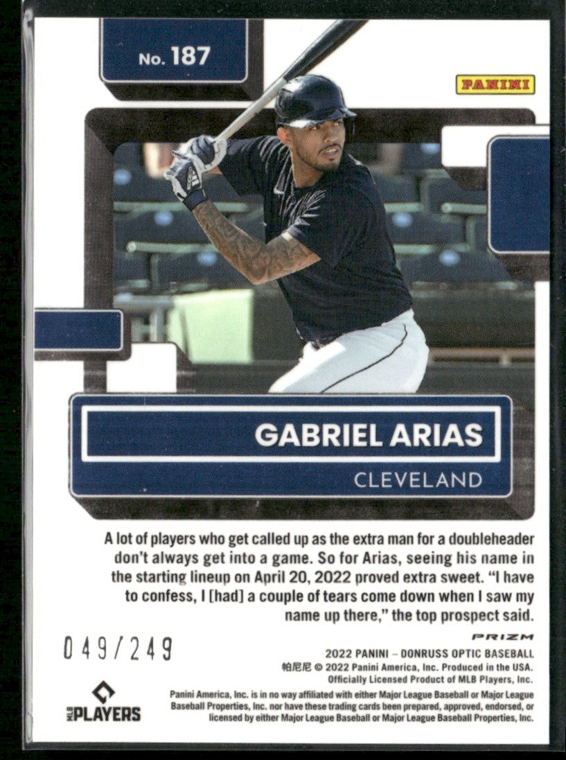 Gabriel Arias 2022 Donruss Optic Pink Velocity RC /249 #187 Cleveland Guardians