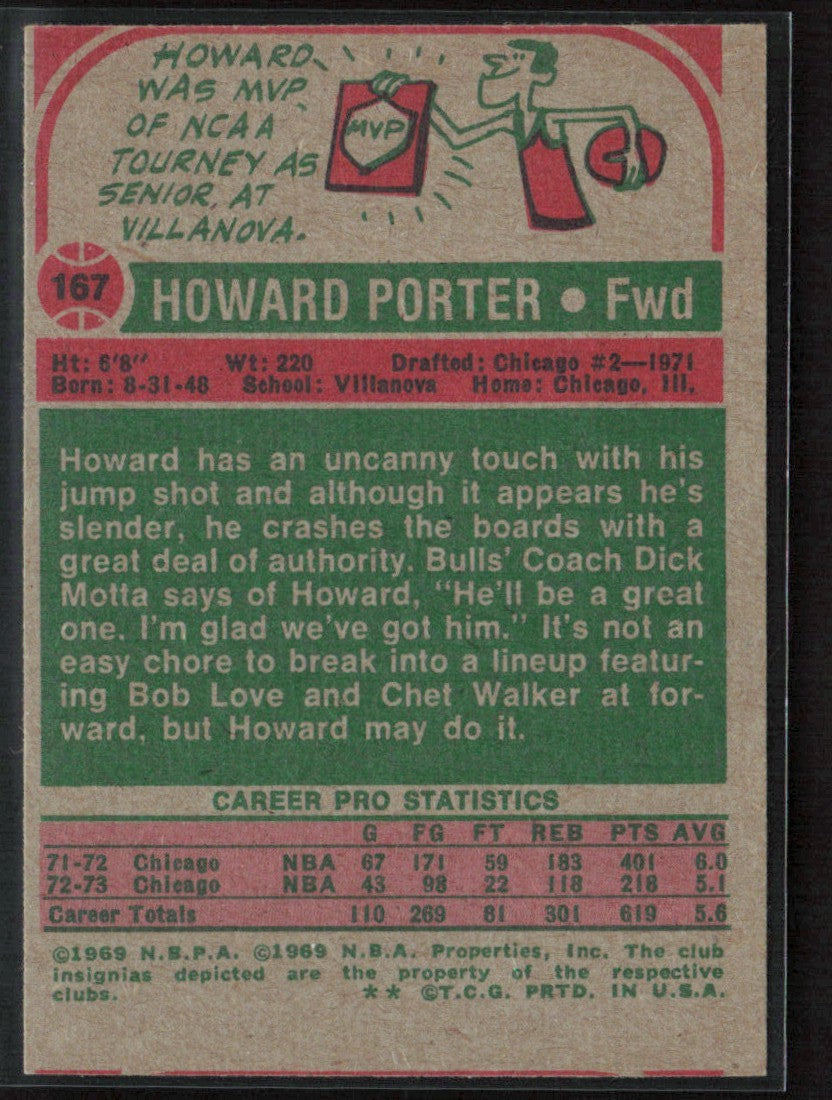 Howard Porter 1973 Topps #167 Chicago Bulls