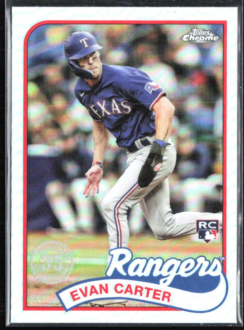 Evan Carter 2024 Topps Chrome 1989 Design RC #89CB-13 Texas Rangers
