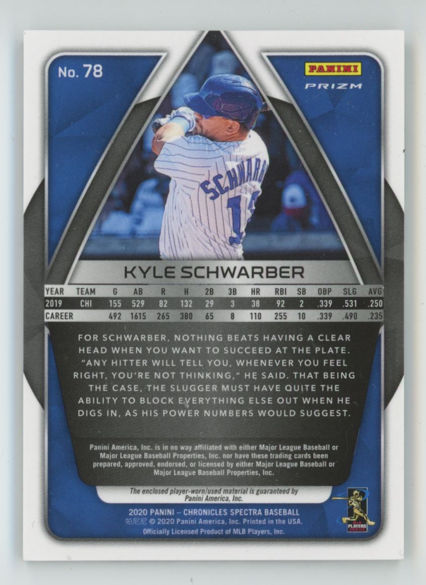 Kyle Schwarber 2020 Panini Chronicles Spectra #78 Chicago Cubs