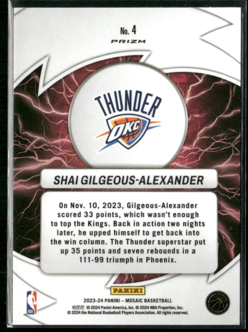 Shai Gilgeous-Alexander 2023 Panini Mosaic Green Thunder Road #4