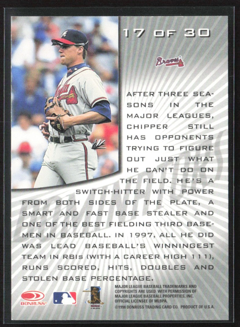 Chipper Jones 1998 Donruss Dominators #17 Atlanta Braves