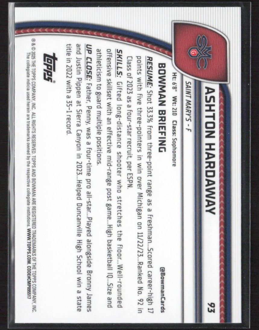 Ashton Hardaway 2024 Bowman U Chrome Green Shimmer Refractor #93