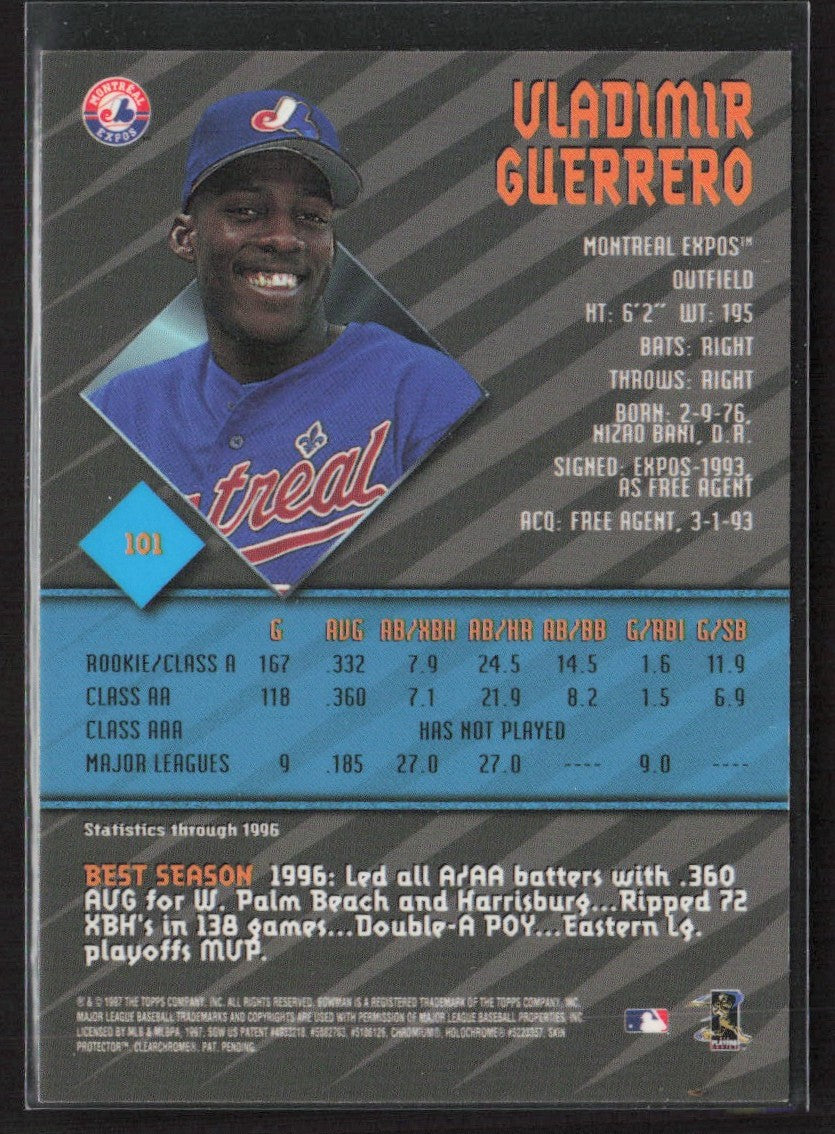 Vladimir Guerrero 1997 Bowman's Best #101 Montreal Expos/San Francisco Giants