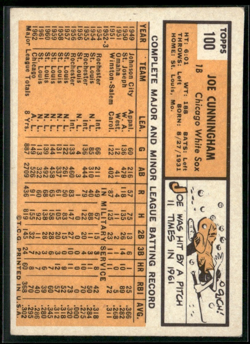 Joe Cunningham 1963 Topps #100 Chicago White Sox