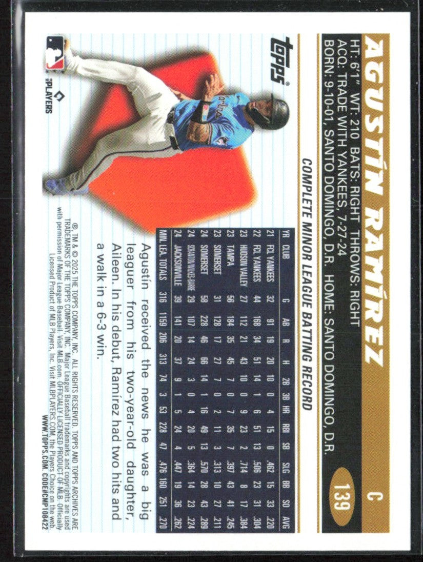Agustin Ramirez 2025 Topps Archives RC #139 Miami Marlins