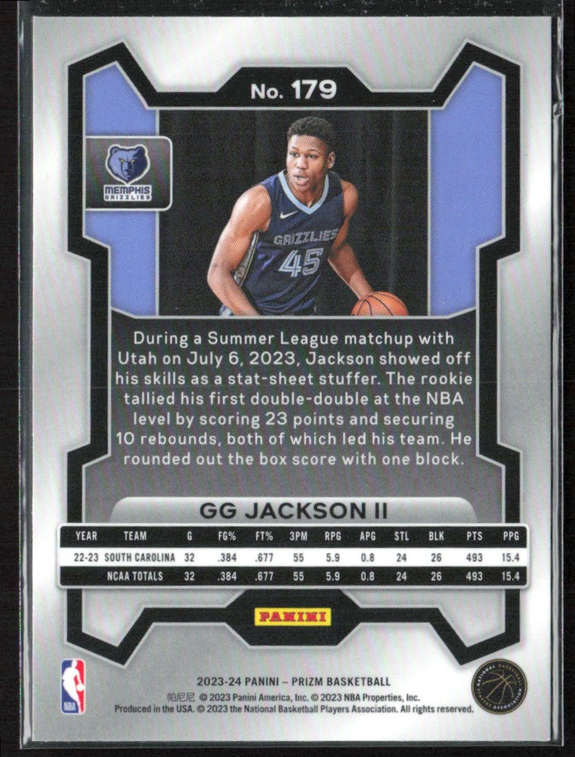 GG Jackson II 2023 Panini Prizm RC #179 Memphis Grizzlies