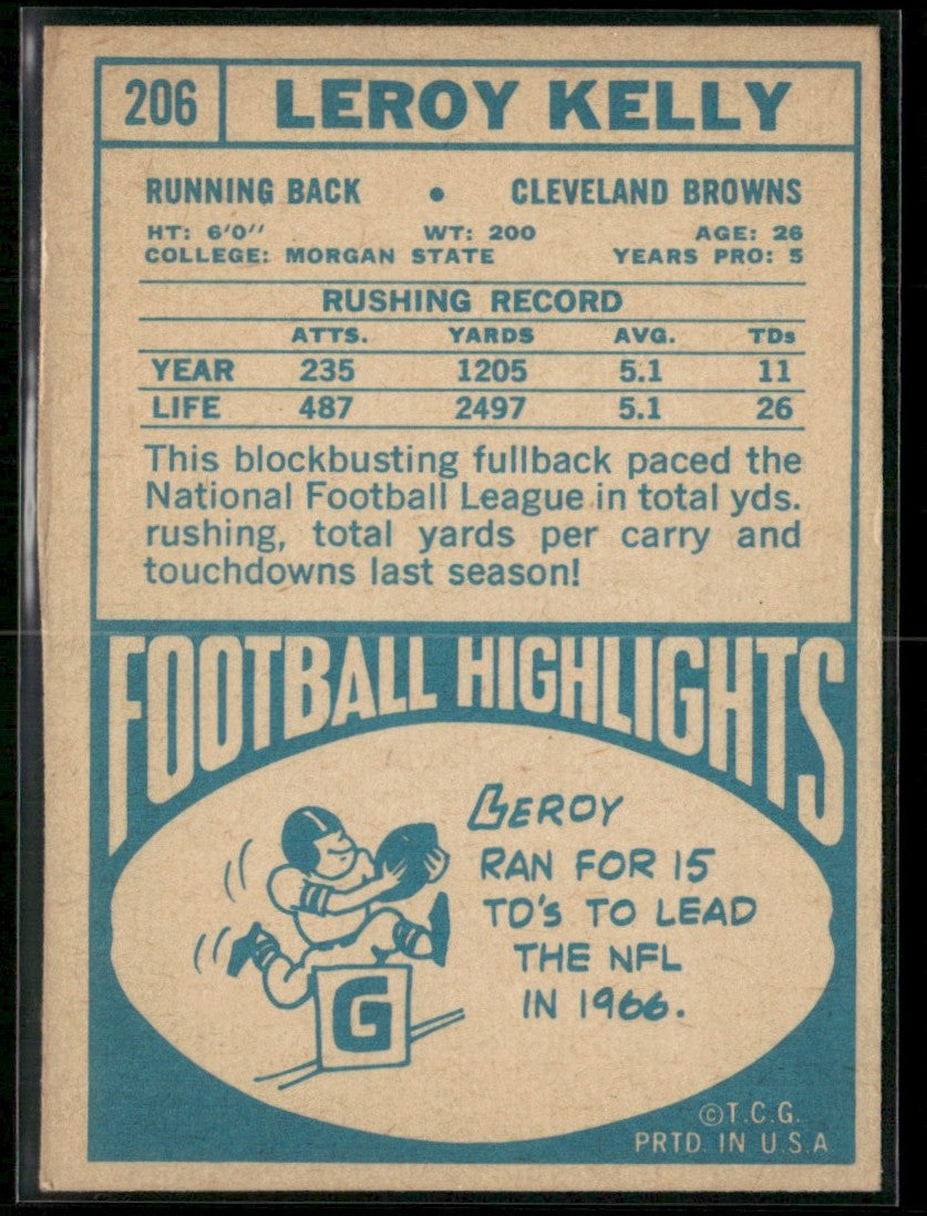 Leroy Kelly 1968 Topps #206 Cleveland Browns