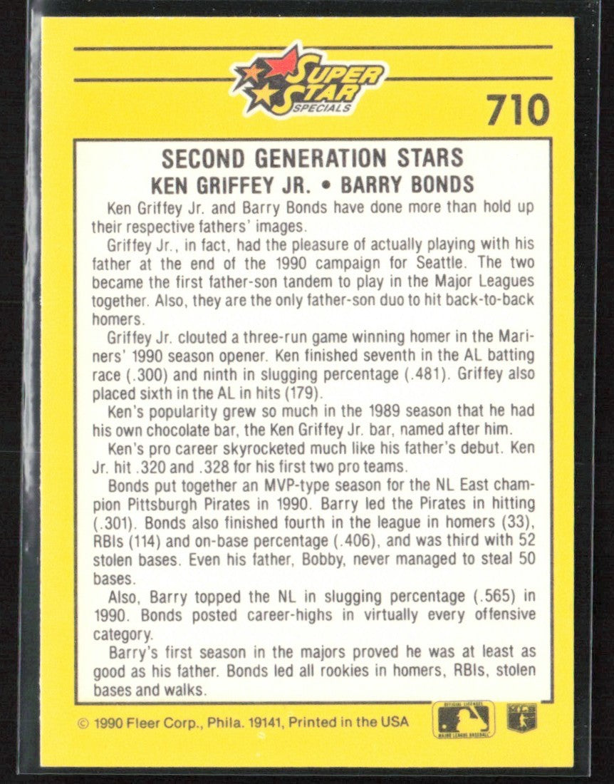 Ken Griffey Jr./Barry Bonds 1991 Fleer #710 Seattle Mariners/Pittsburgh Pirates