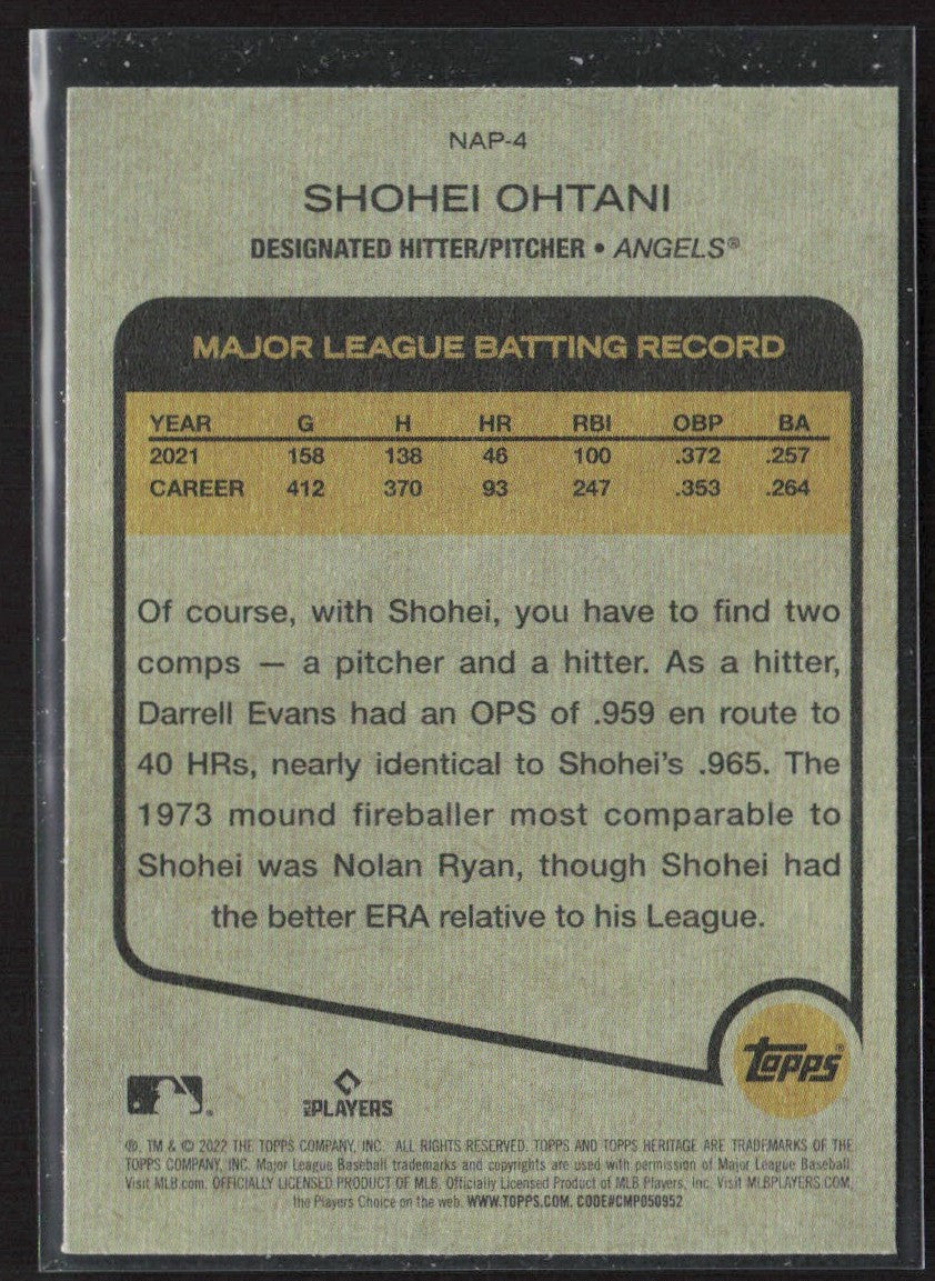 Shohei Ohtani 2022 Topps Heritage New Age Performers #NAP-4 Los Angeles Angels
