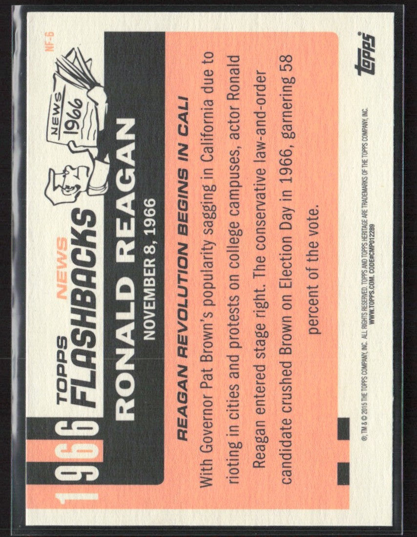 Ronald Reagan 2015 Topps Heritage News Flashback #NF-6