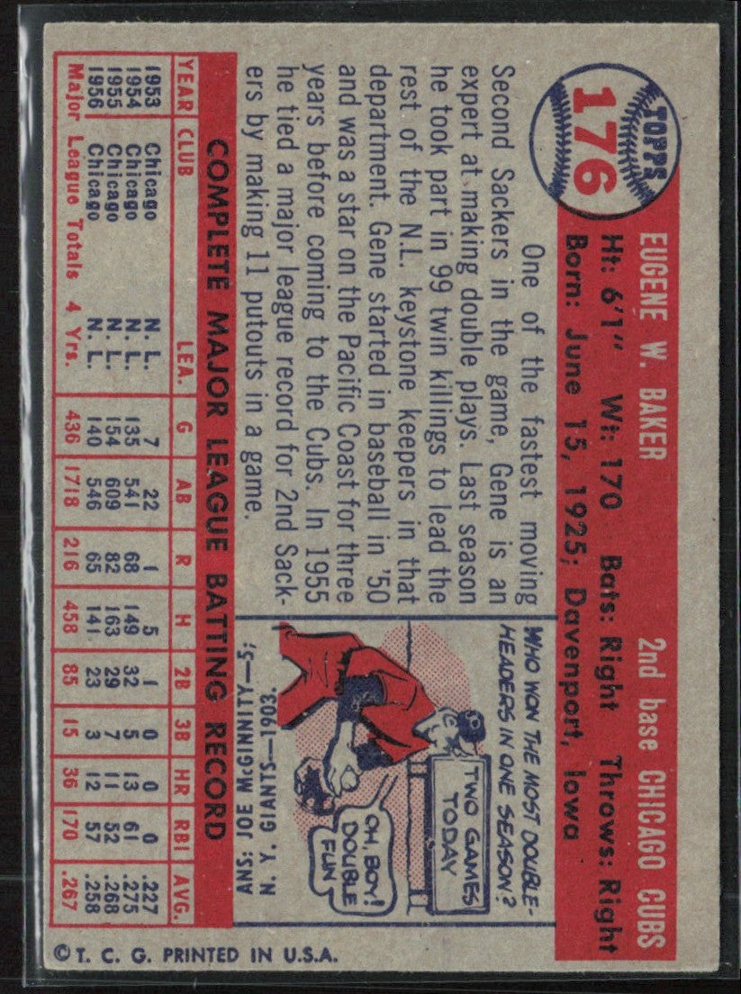 Gene Baker 1957 Topps #176 Chicago Cubs