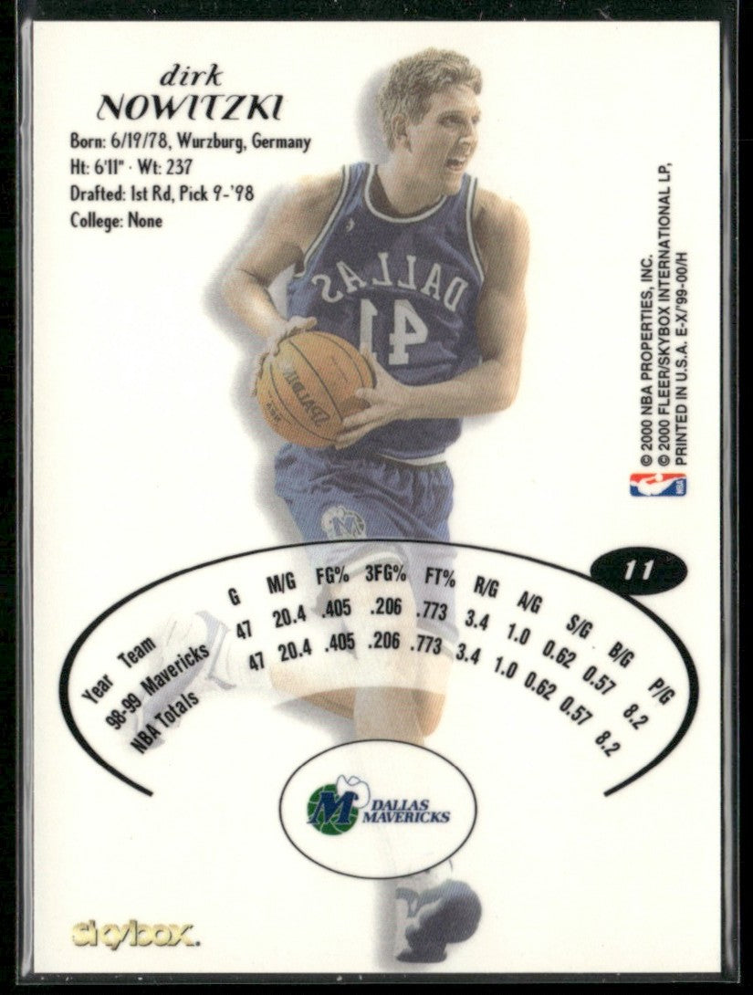 Dirk Nowitzki 1999 Fleer eX #11 Dallas Mavericks