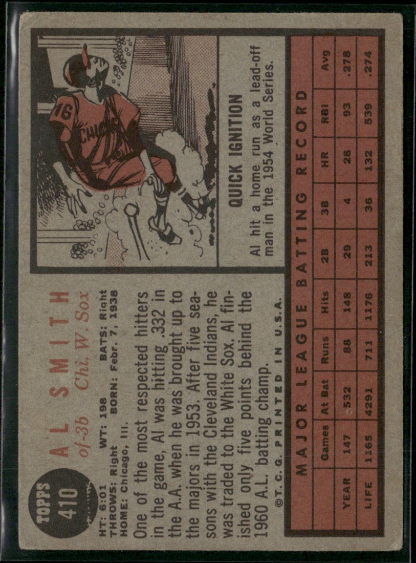 Al Smith 1962 Topps #410 Chicago White Sox