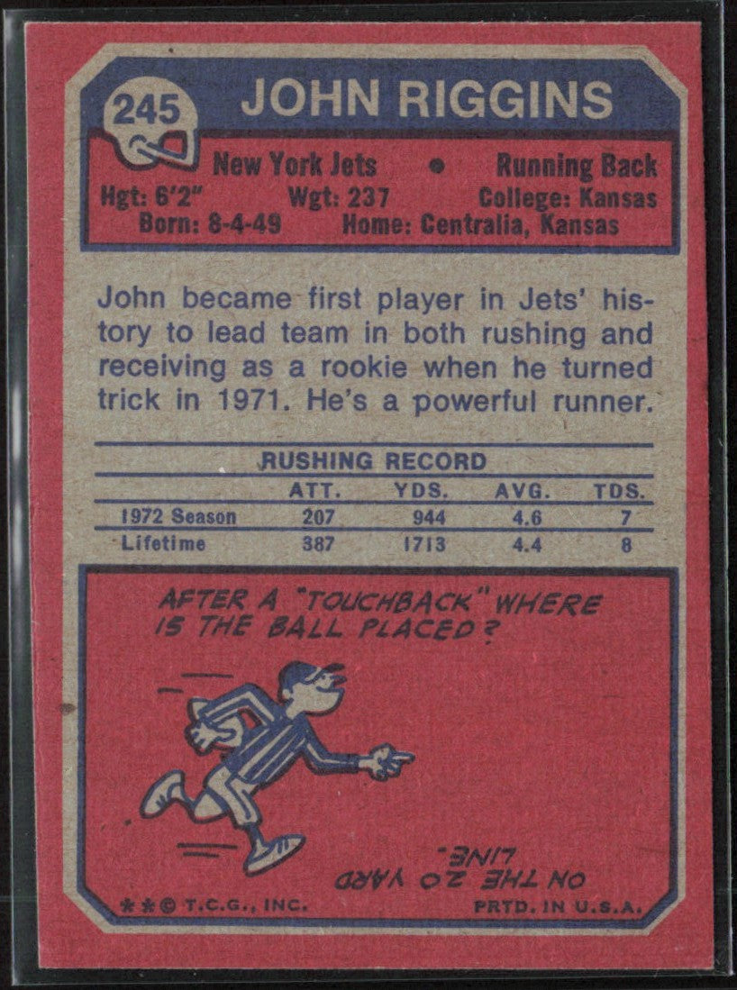 John Riggins 1973 Topps #245 New York Jets