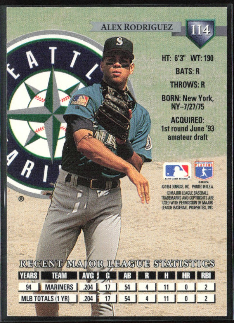 Alex Rodriguez 1995 Donruss #114 Seattle Mariners