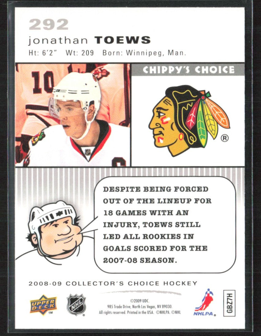 Jonathan Toews 2008 Upper Deck Collector's Choice #292 Chicago Blackhawks