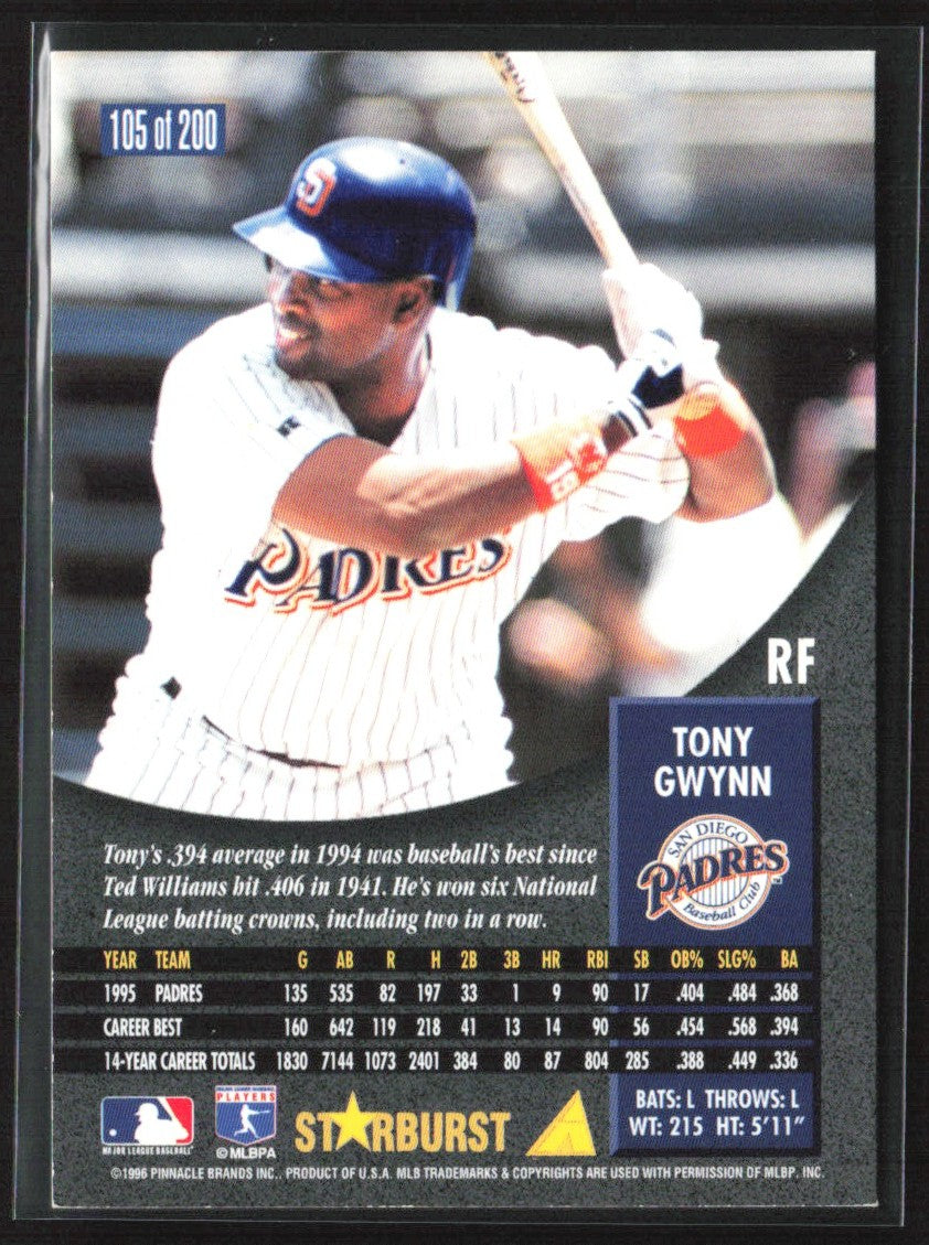 Tony Gwynn 1996 Pinnacle Starburst #105 San Diego Padres