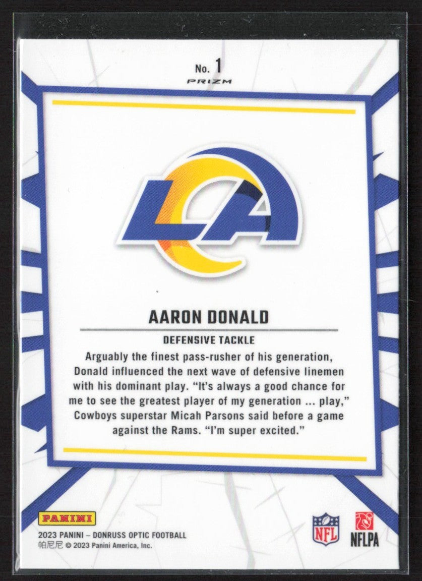 Aaron Donald 2023 Donruss Optic My House Silver Holo Prizm #1 Los Angeles Rams