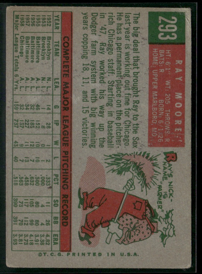 Ray Moore 1959 Topps #293 Chicago White Sox