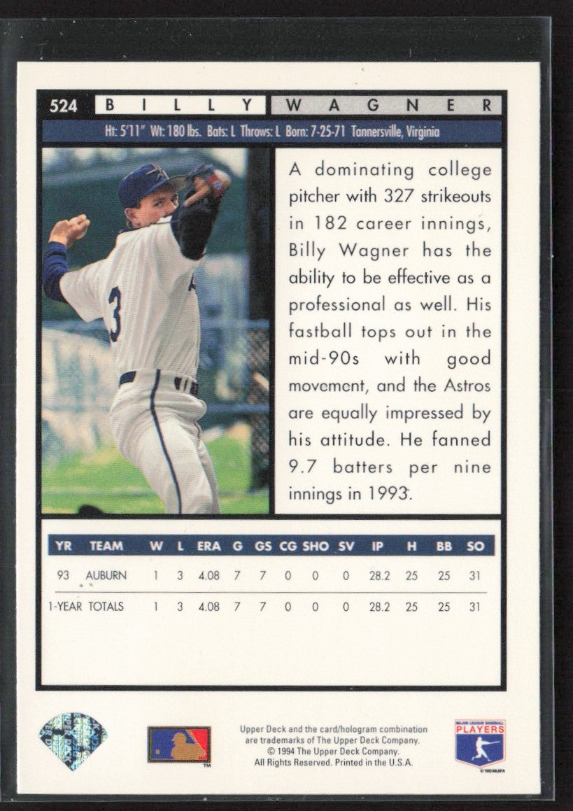 Billy Wagner 1994 Upper Deck RC #524 Houston Astros