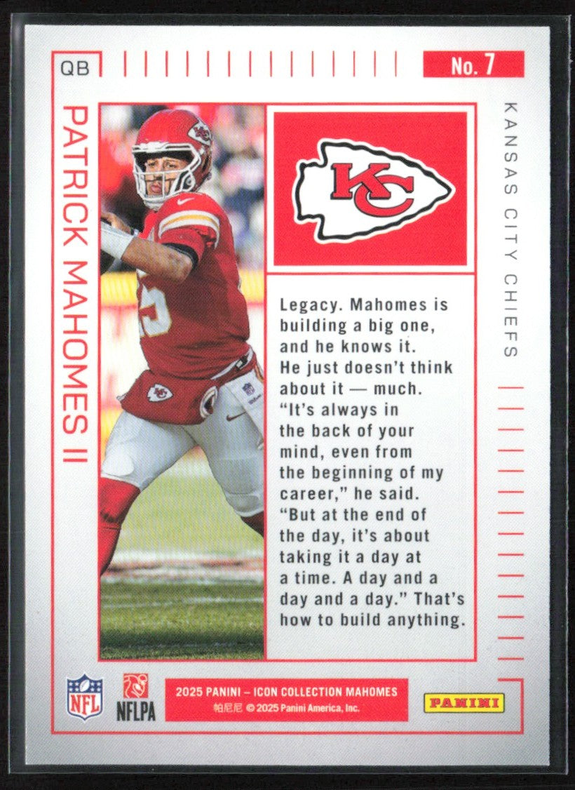 Patrick Mahomes II 2025 Panini Icon Collection #7 Kansas City Chiefs