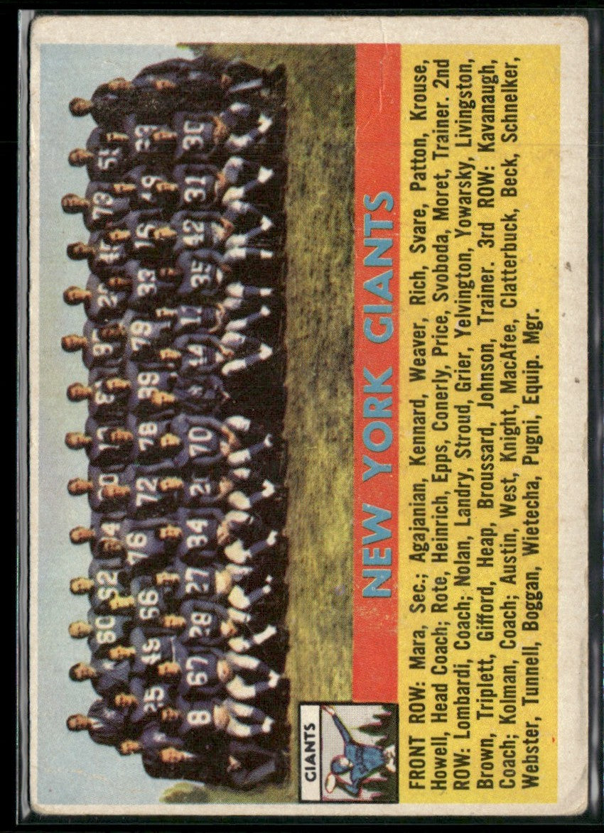 New York Giants 1956 Topps #113 New York Giants