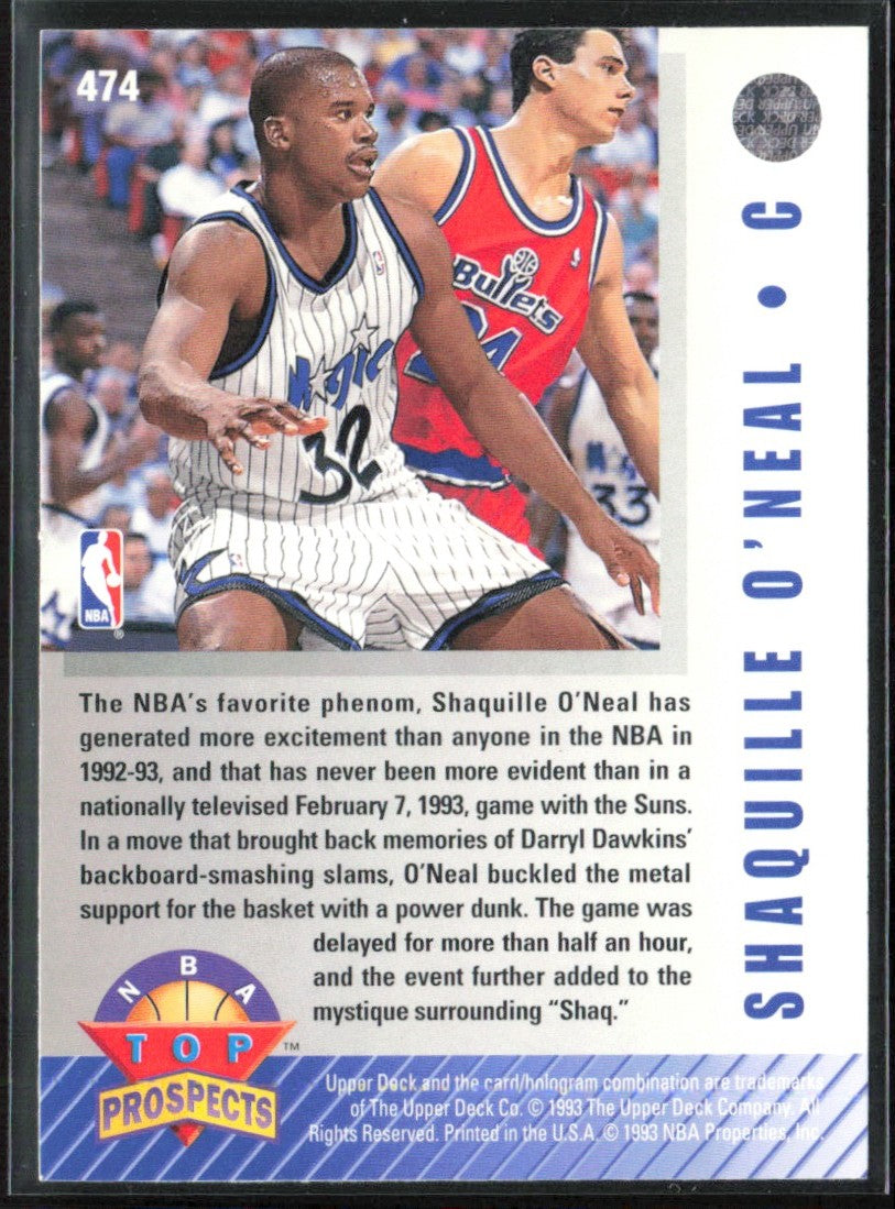 Shaquille O'Neal 1993 Upper Deck NBA Top Prospects #474 Orlando Magic