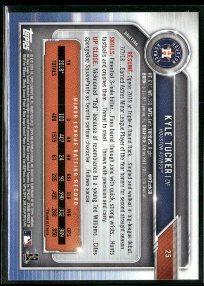 Kyle Tucker 2019 Bowman Chrome RC #25 Houston Astros