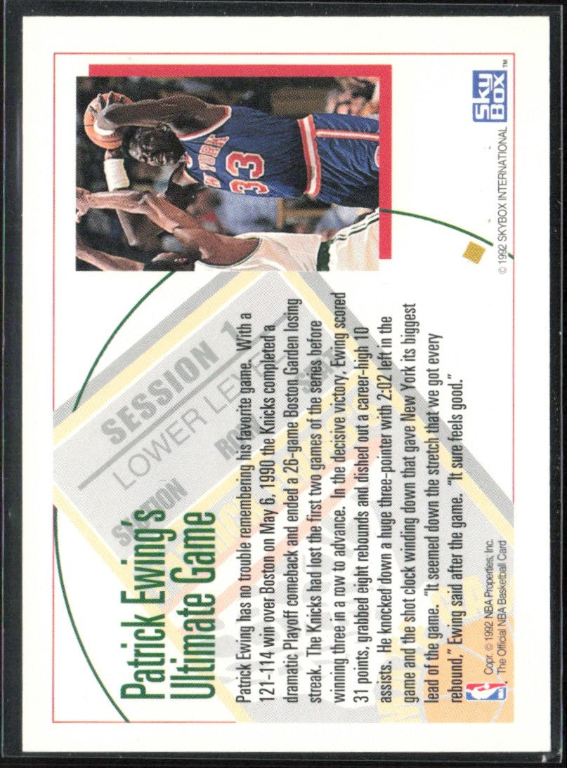 Patrick Ewing 1992 NBA Hoops His Ultimate Game New York Knicks
