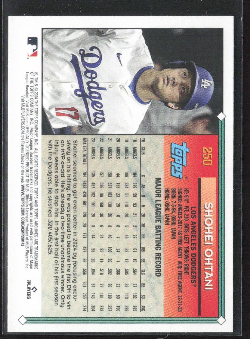 Shohei Ohtani 2024 Topps Archives 1994 Topps #250 Los Angeles Dodgers