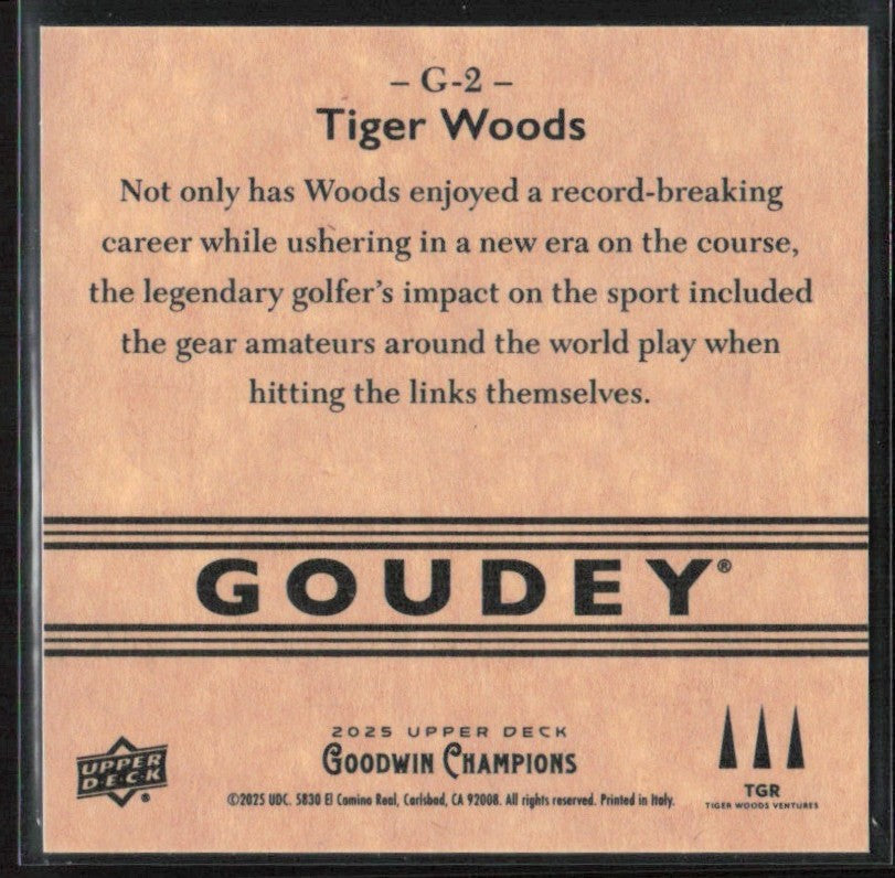 Tiger Woods 2025 Upper Deck Goodwin Champions Mini #G-2