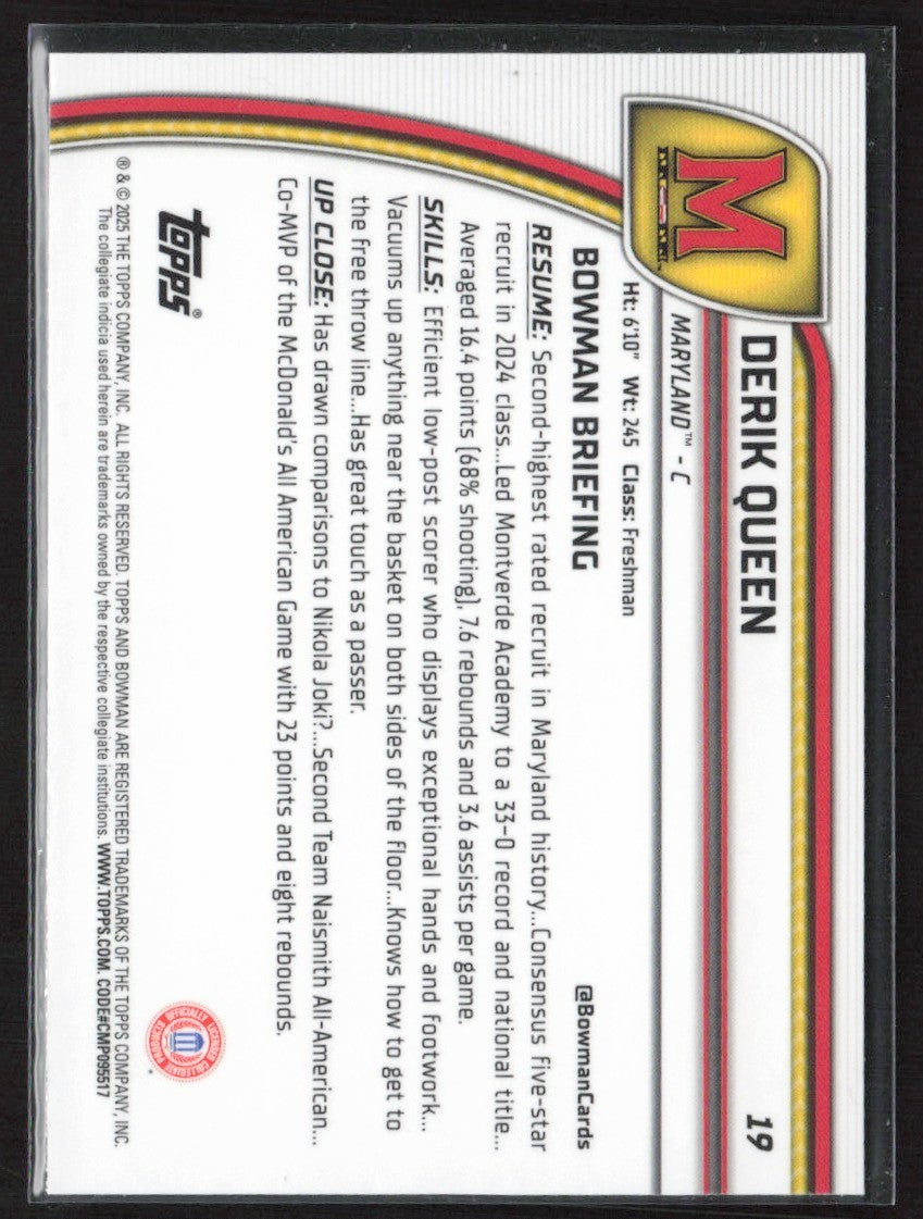 Derik Queen 2024 Bowman U Chrome Green Shimmer Refractor AUTO #19