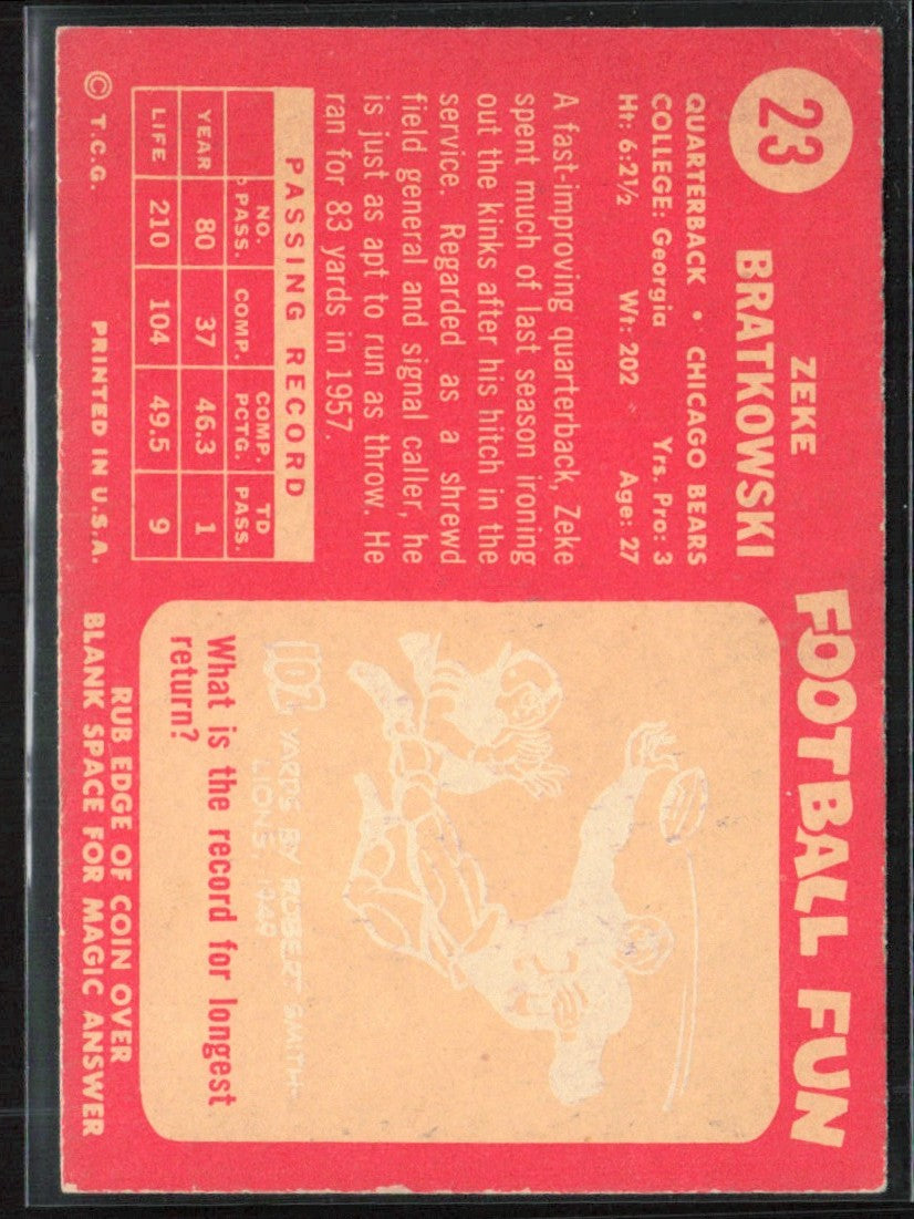 Zeke Bratkowski 1958 Topps #23 Chicago Bears