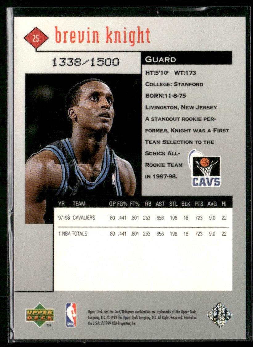 Brevin Knight 1998 Upper Deck Black Diamond Triple /1500 #25 Cleveland Cavaliers
