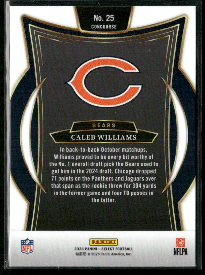 Caleb Williams 2025 Panini Select Concourse RC #25 Chicago Bears