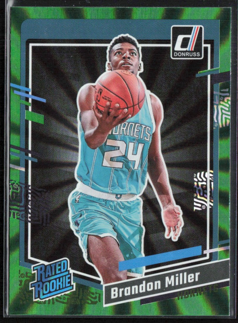 Brandon Miller 2023 Donruss Green Laser Holo RC #226 Charlotte Hornets
